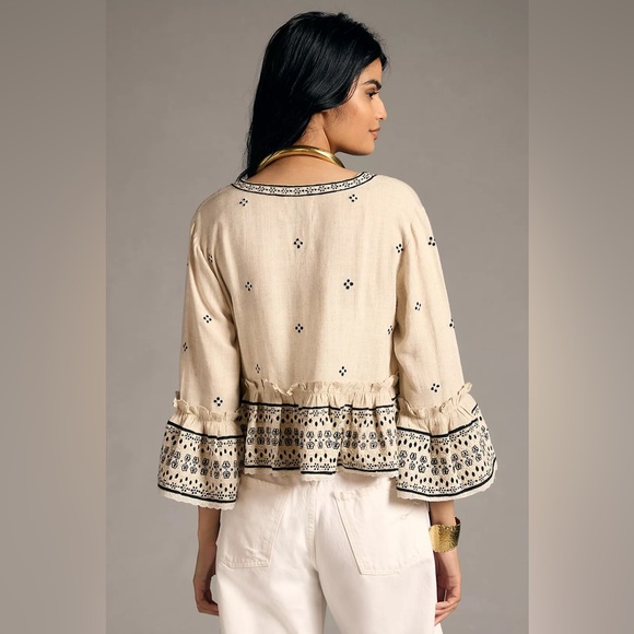 Pilcro Anthropologie Women’s Cropped Eyelet Kimono Boho - Medium/Large - Picture 2 of 11